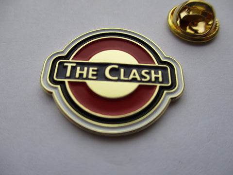 THE CLASH tube logo (gold) PUNK METAL BADGE