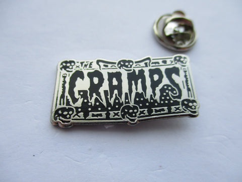 THE CRAMPS garbageman PSYCHOBILLY PUNK METAL BADGE (silver) LAST ONE