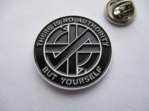 CRASS no authority anarcho punk METAL BADGE (white) LAST ONE