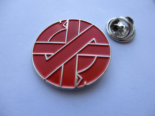 CRASS serpent bright red ANARCHO PUNK METAL BADGE