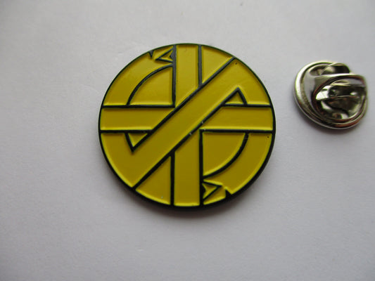 CRASS serpent anarcho PUNK METAL BADGE (yellow)