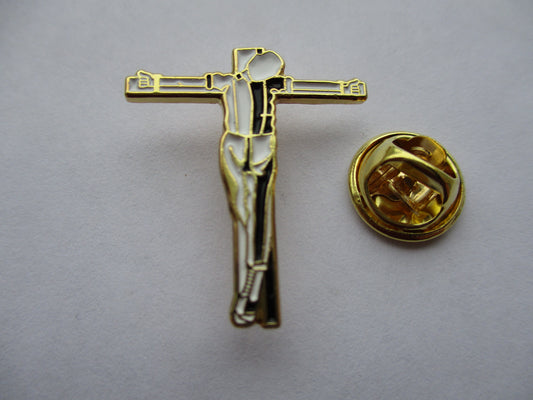 CRUCIFIED SKIN gold OI! SKINHEAD SKA METAL BADGE