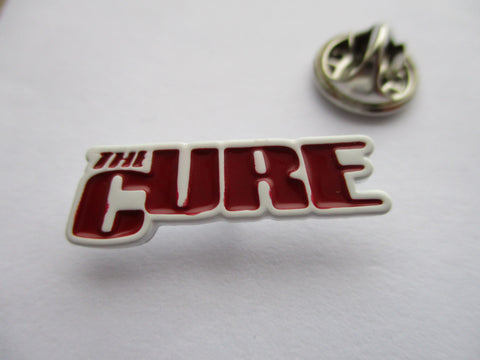 THE CURE post punk METAL BADGE (white/red)