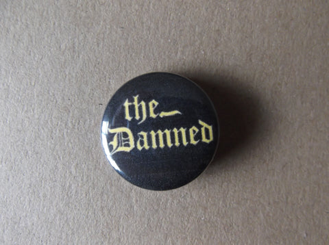 THE DAMNED (yellow logo) punk badge - Savage Amusement