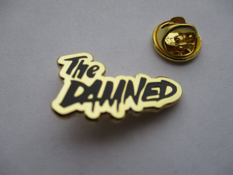 THE DAMNED gold logo PUNK METAL BADGE