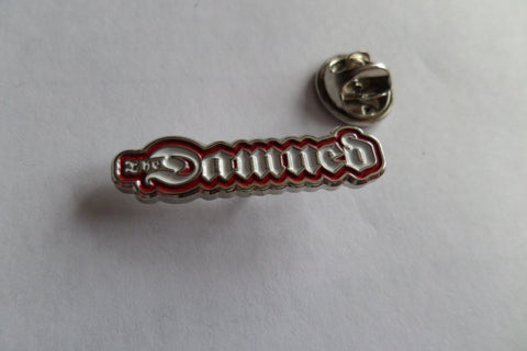 THE DAMNED classic logo (blood red/ white/silver) PUNK METAL BADGE ultra limited - few only! - Savage Amusement