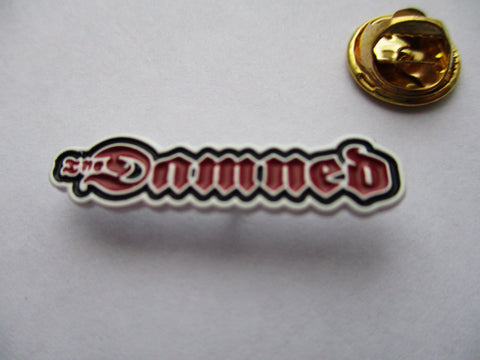 THE DAMNED logo PUNK METAL BADGE (white)