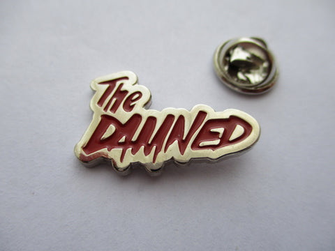 THE DAMNED PUNK METAL BADGE (red/silver)