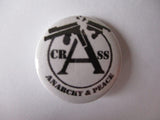 CRASS punk badge (VARIOUS DESIGNS - 60p each)