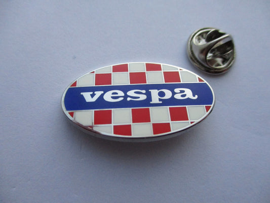VESPA red check oval SKA METAL BADGE oi! skinhead