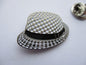 PORK PIE HAT 2tone SKA METAL BADGE