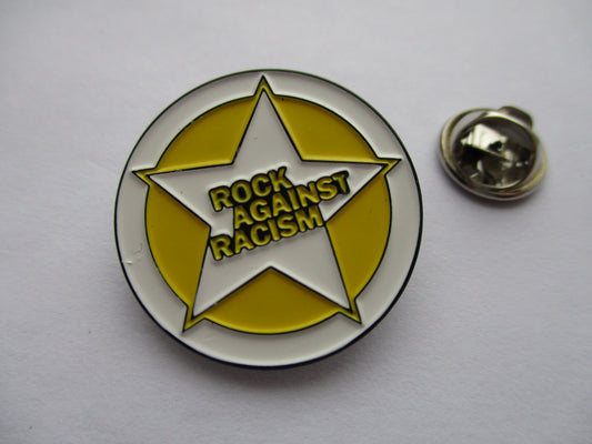 ROCK AGAINST RACISM black/yellow/white PUNK METAL BADGE
