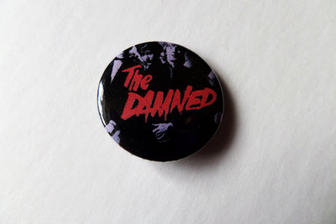 THE DAMNED band pic/red logo punk badge - Savage Amusement