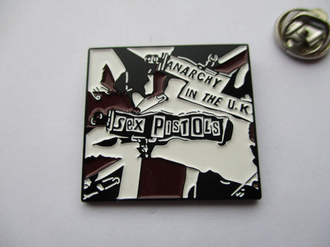 SEX PISTOLS anarchy in the uk square embossed PUNK METAL BADGE