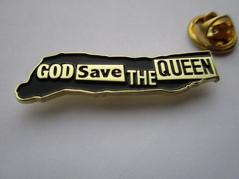 SEX PISTOLS god save the queen (gold) shaped PUNK METAL BADGE
