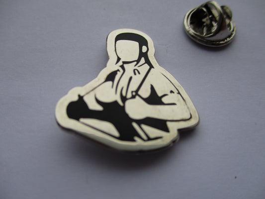 SKINHEAD GIRL w braces SKA OI! METAL BADGE