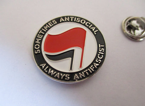SOMETIMES ANTISOCIAL anarcho punk METAL BADGE (flag)