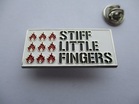 STIFF LITTLE FINGERS inflammable material PUNK METAL BADGE