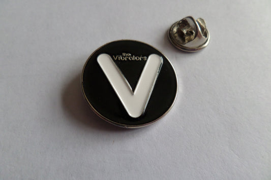 THE VIBRATORS (black/white/silver) PUNK METAL BADGE - Savage Amusement